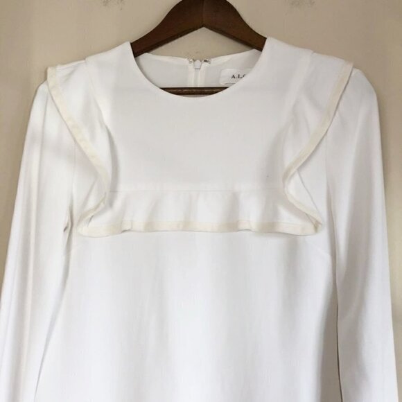A.l.c. White Long Sleeve Ruffle Detail Dress - Picture 5 of 7